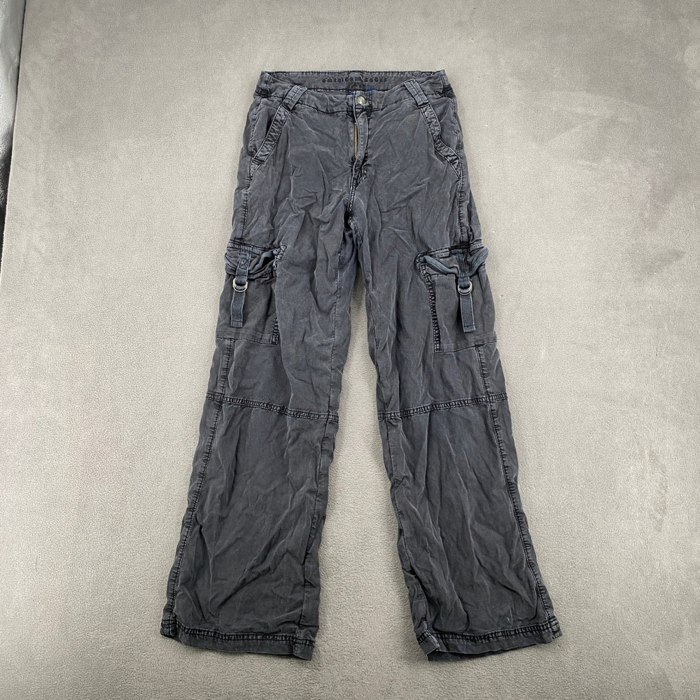 American Eagle Womens Cargo Pants Size 00 Washed Black Lyocell Stretch Utility